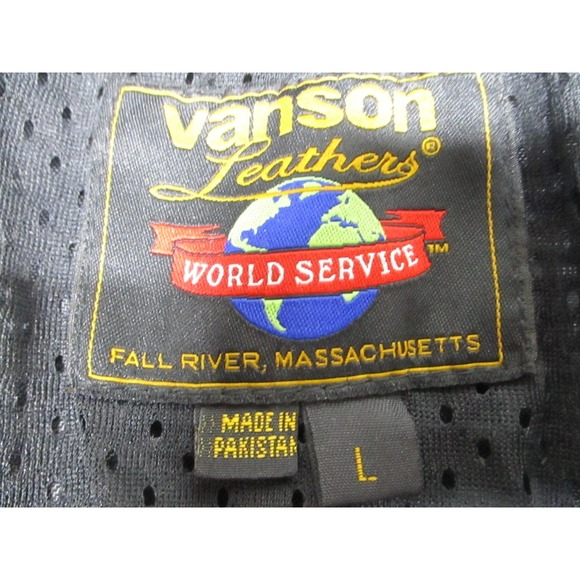 Vanson Leathers Jacket Mens Large Black Zip-In Liner Windbreaker Nylon Mesh - Picture 4 of 9